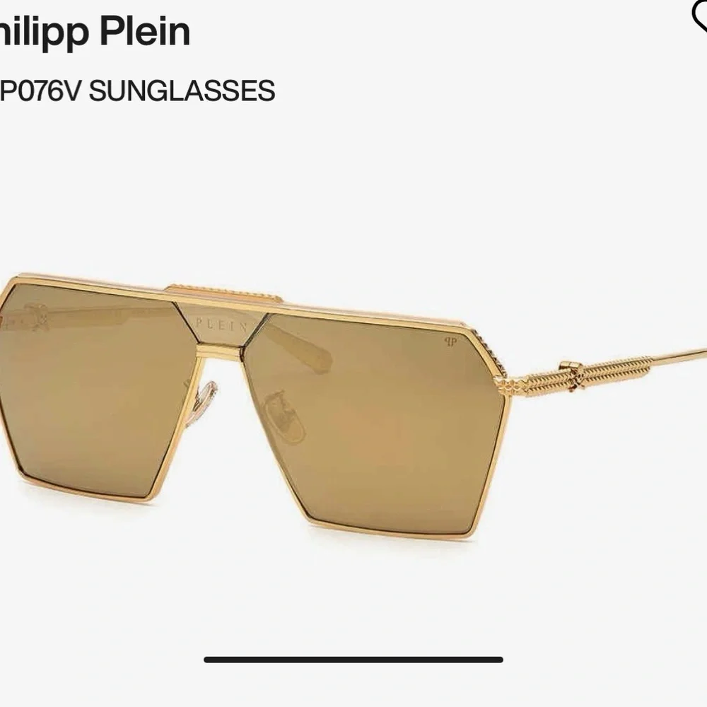 Philipp Plein Gold Titanium Geometric Sunglasses | Luxury Designer Frame w/ Case